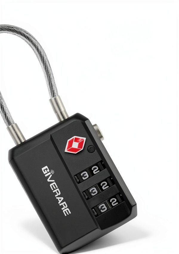 TSA Approved Luggage Locks 2 Pack GIVERARE Black 3-Digit Cable Padlock-1