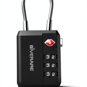 TSA Approved Luggage Locks 2 Pack GIVERARE Black 3-Digit Cable Padlock-0