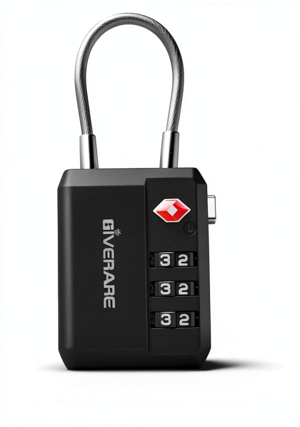 TSA Approved Luggage Locks 2 Pack GIVERARE Black 3-Digit Cable Padlock-0