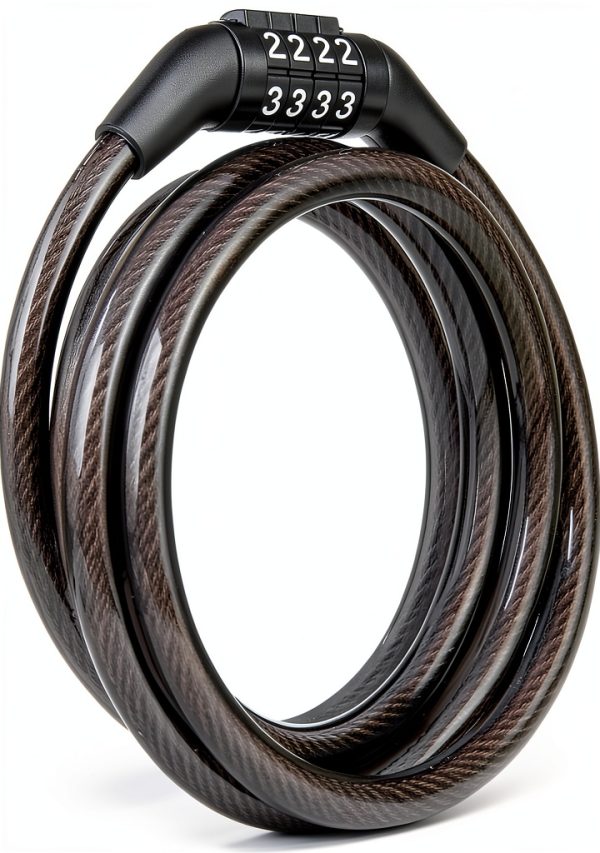 BRINKS 5 Ft Bike Lock Cable with Preset Combination, Vinyl Covered Bike Lock Combination Cable for Outdoor Use-0