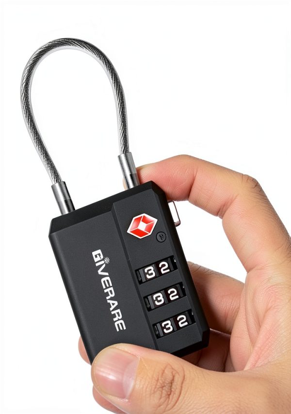 TSA Approved Luggage Locks 2 Pack GIVERARE Black 3-Digit Cable Padlock-4
