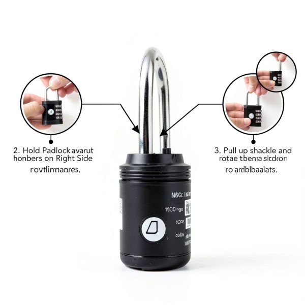 Padlock 4 Digit Combination Lock Desired Tools Weatherproof Zinc Black-3