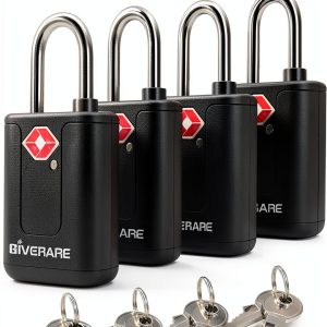TSA Approved Travel Luggage Locks GIVERARE 4 Pack Black Padlock Set-0