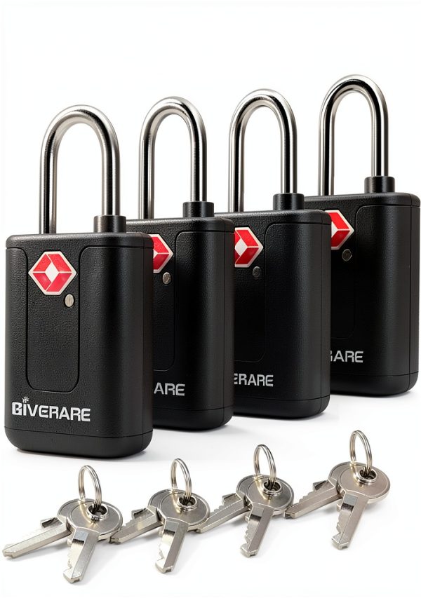 TSA Approved Travel Luggage Locks GIVERARE 4 Pack Black Padlock Set-0
