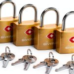 TSA Approved Travel Luggage Locks by GIVERARE Gold Brass Padlock 4-0
