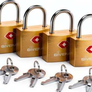 TSA Approved Travel Luggage Locks by GIVERARE Gold Brass Padlock 4-0