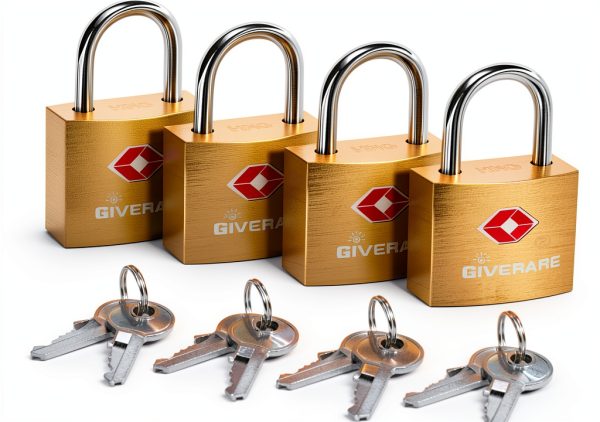 TSA Approved Travel Luggage Locks by GIVERARE Gold Brass Padlock 4-0